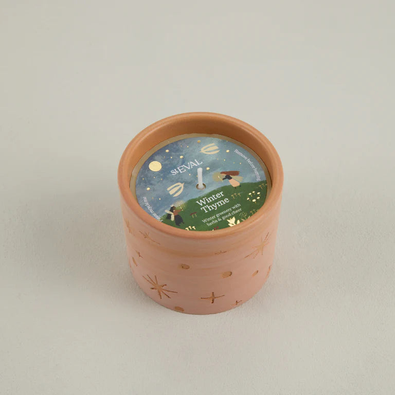 Winter Thyme Candle in a Terracotta Pot