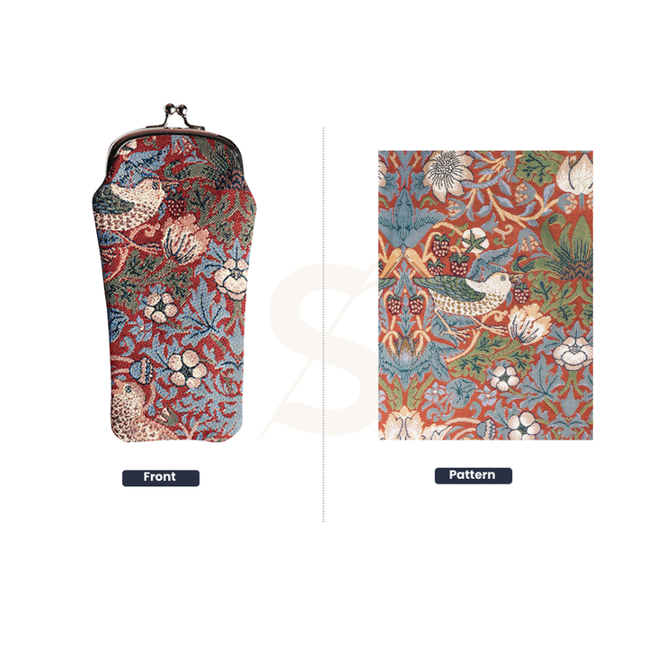 William Morris Strawberry Thief Red Glasses Pouch