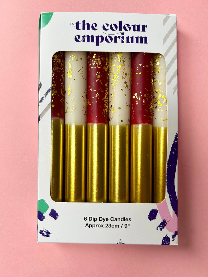 PLUM PUDDING AND ANGEL WINGS MIX Dip Dye Set of 6 Dinner Candles