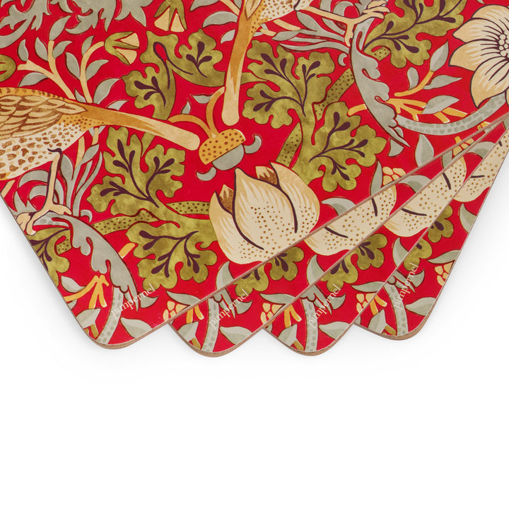 Spode Morris and Co Strawberry Thief Red Placemats - Set of 4