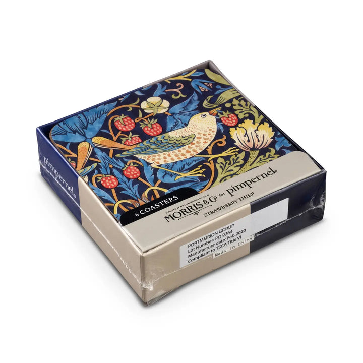 Pimpernel Morris and Co Strawberry Thief Blue Coasters - Set of 6