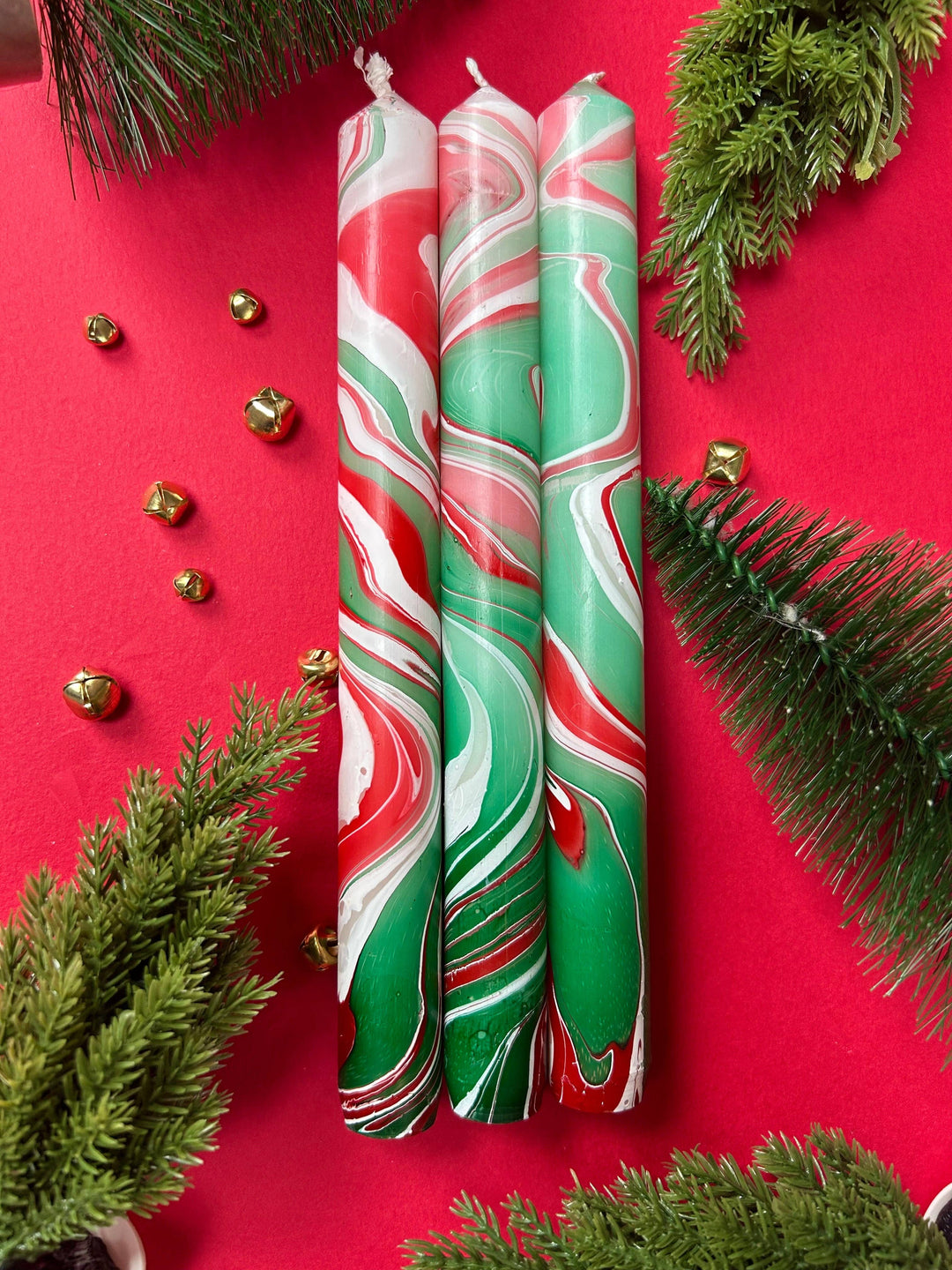 HOLLY JOLLY MARBLE Set of 3 Candles
