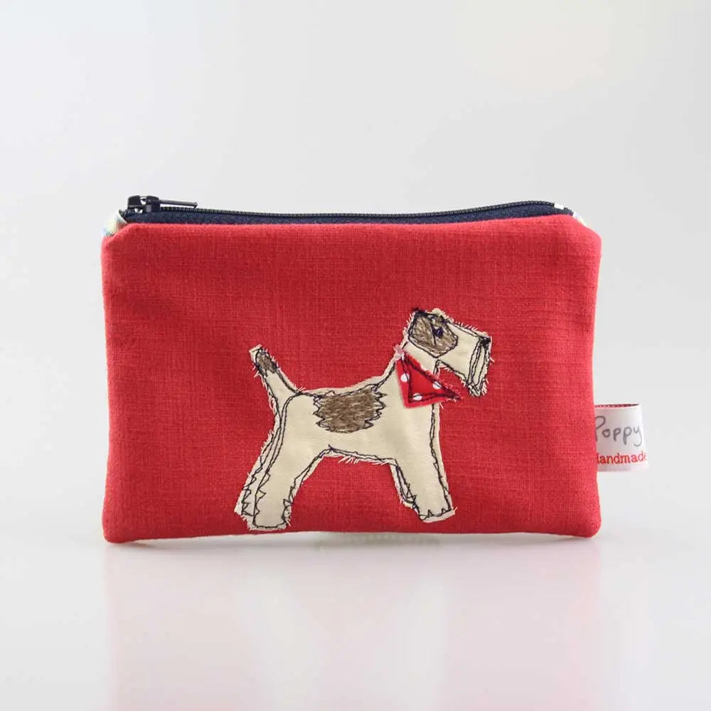 Fox Terrier Embroidered Flat Coin Purse