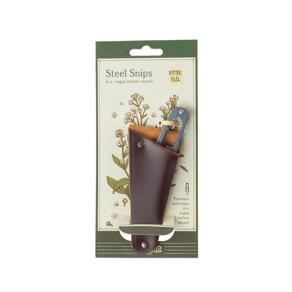 Gardener's Steel Snips in a Vegan Leather Pouch
