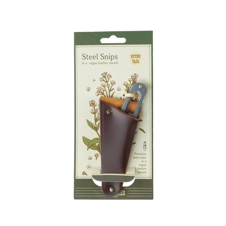 Gardener's Steel Snips in a Vegan Leather Pouch