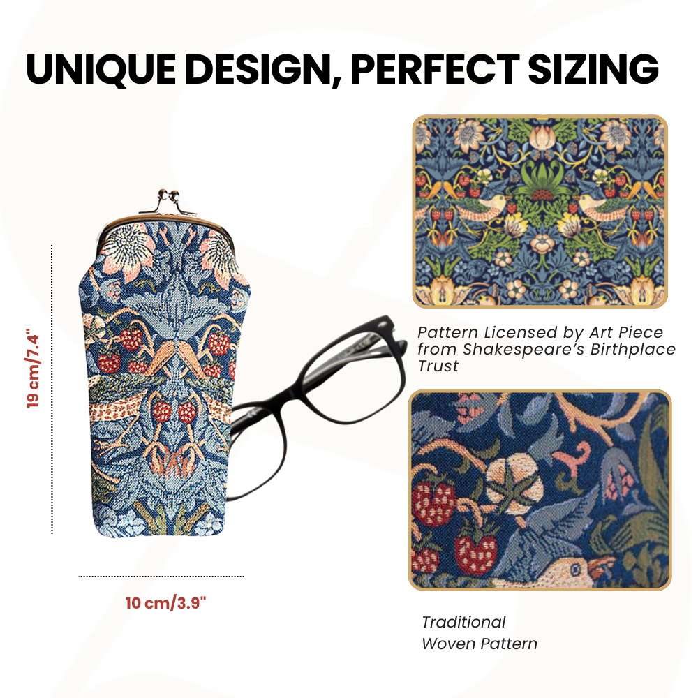 William Morris Strawberry Thief Blue Glasses Pouch