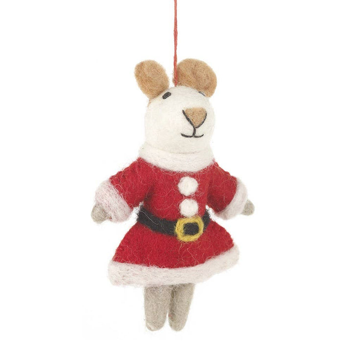Christmas Mrs Santa Paws Handmade Felt Hanging Decoration