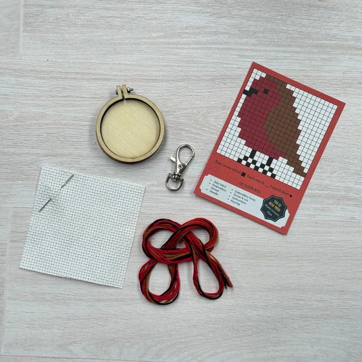'Seasons Tweetings' Red Robin Mini Matchbox Cross Stitch Kit