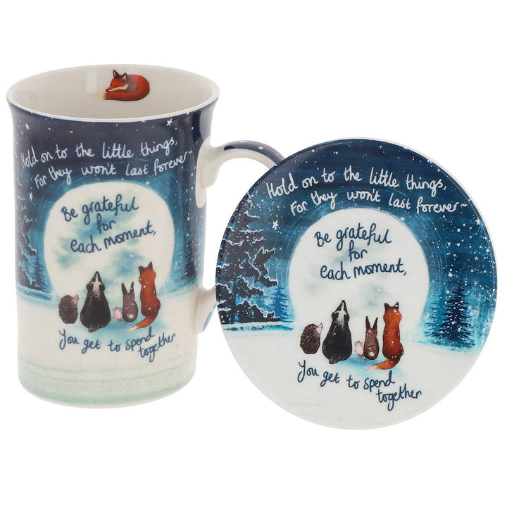 Fox Under The Moon Grateful Mug & Coaster Set
