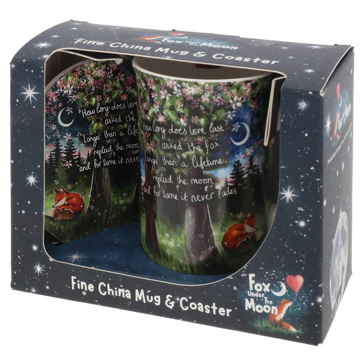 Fox Under The Moon Love Mug & Coaster Set