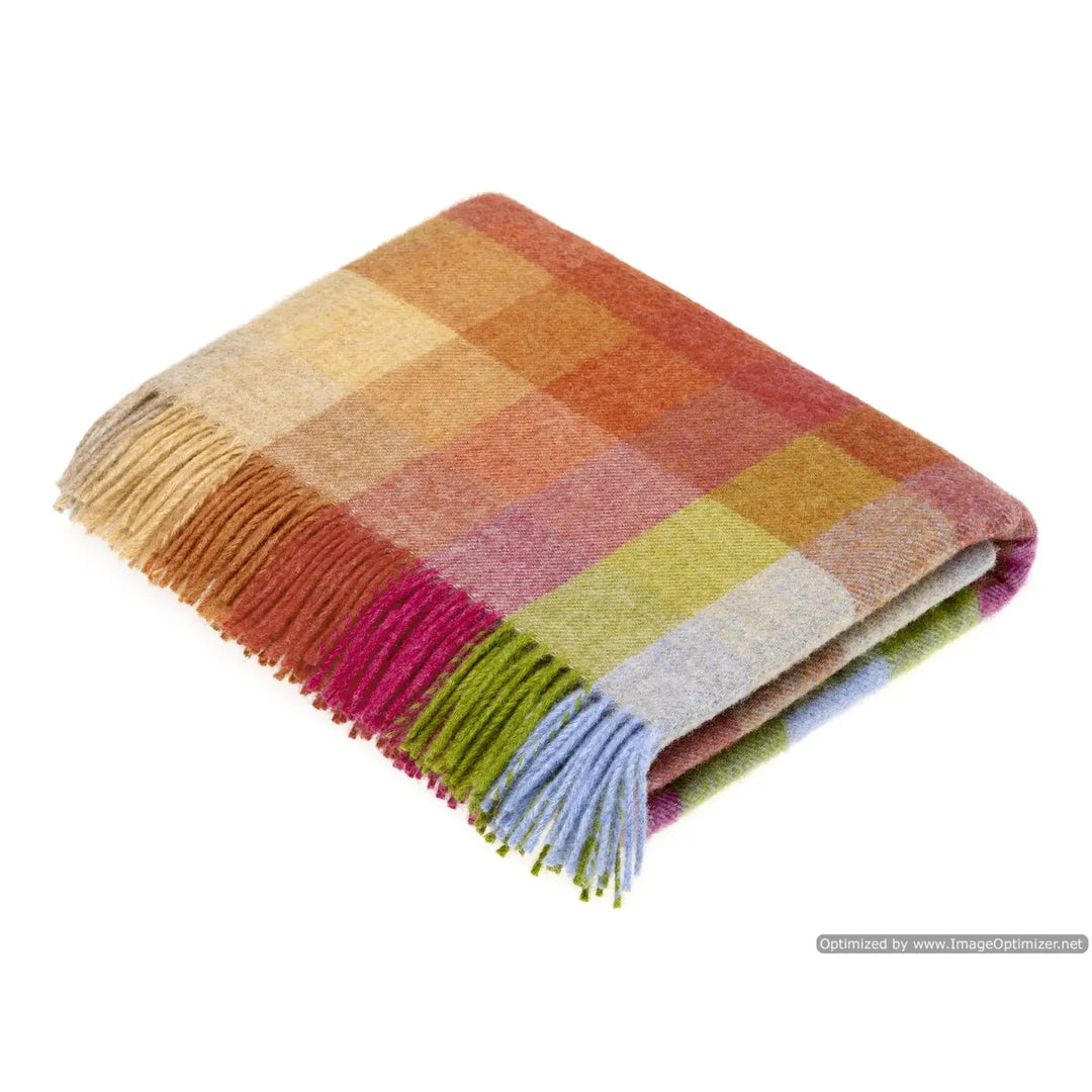 100% Shetland Wool Throw Blanket - Harlequin Sunshine