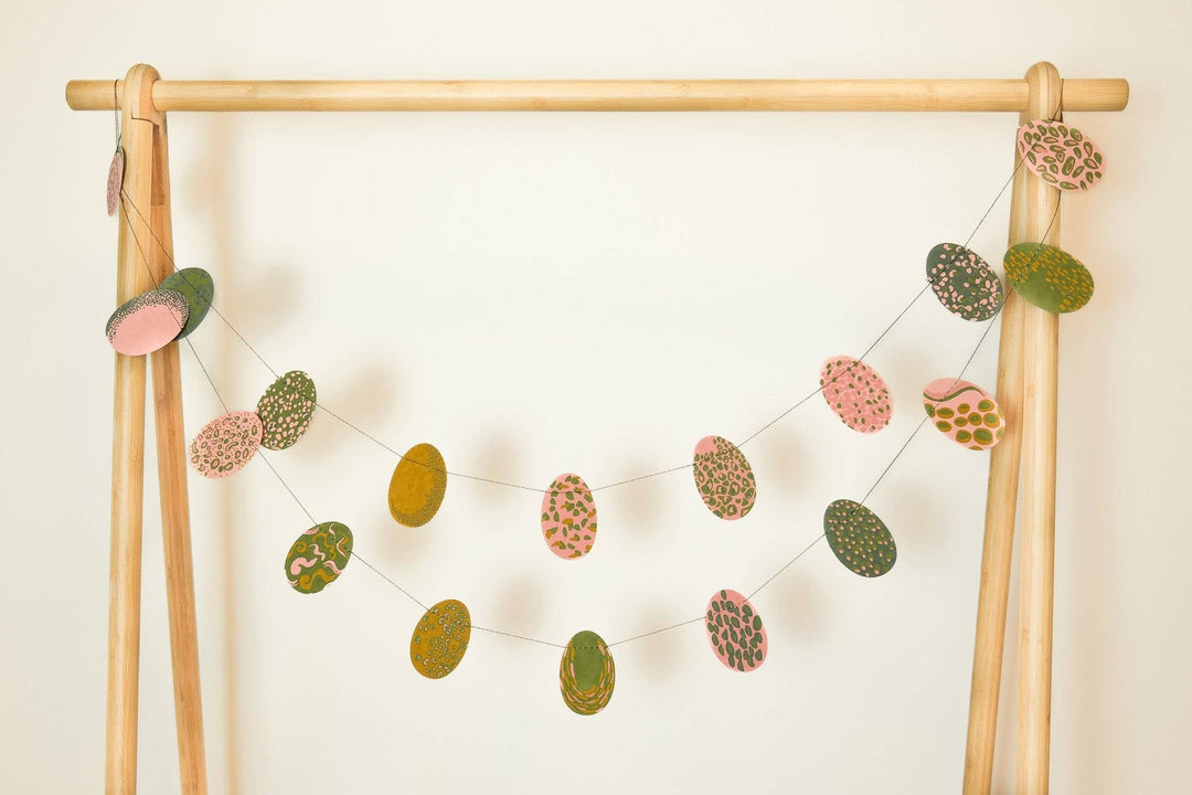Pink Speckled Eggs Sewn Paper Garland