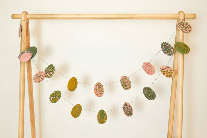 Pink Speckled Eggs Sewn Paper Garland