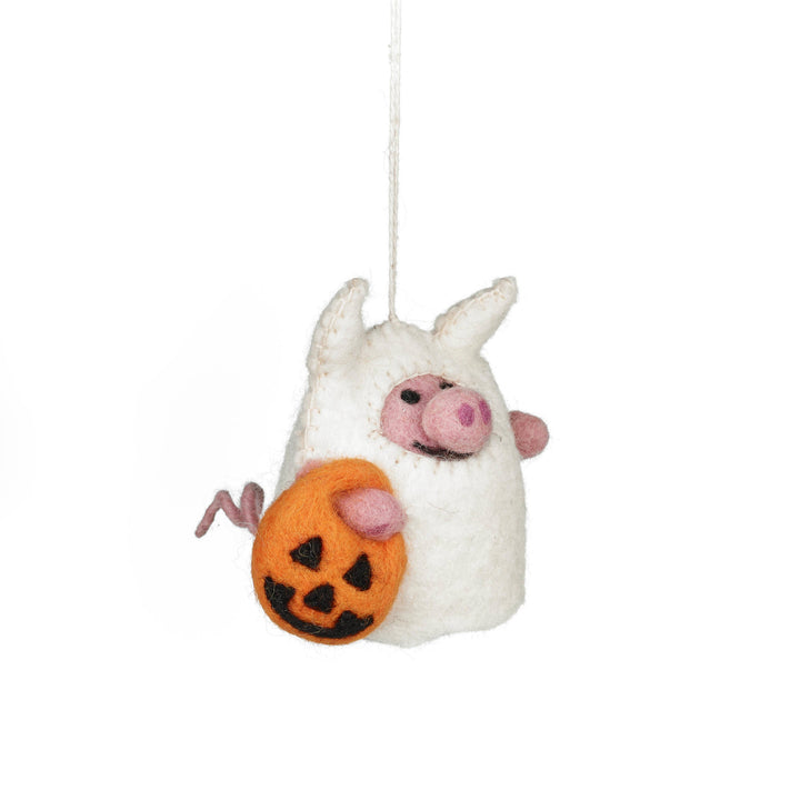 Handmade Felt Boo! Pig Hanging Halloween Decoration