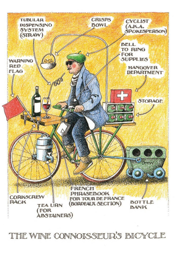 Wine Connoisseurs's Bike Card by Simon Drew
