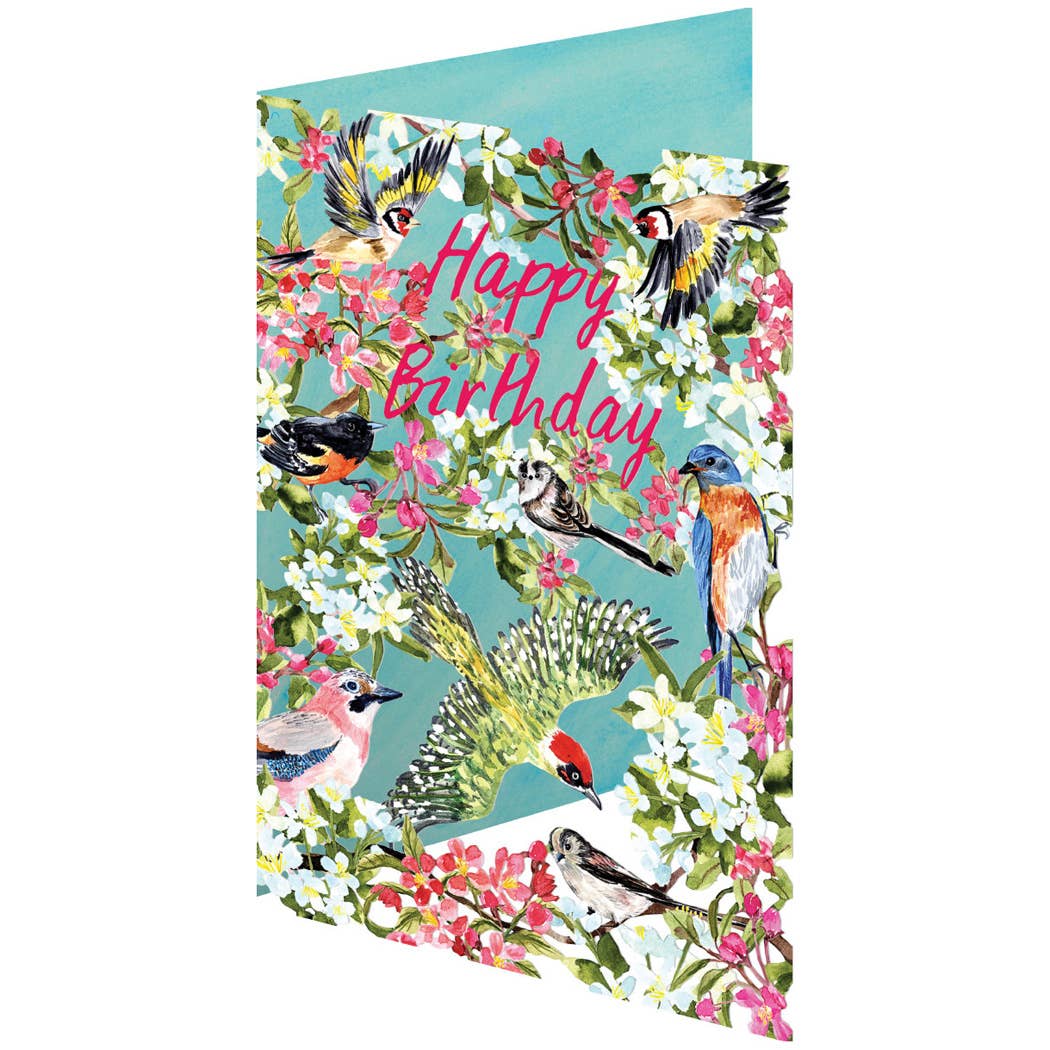 Chirping Birds Lasercut Birthday Card