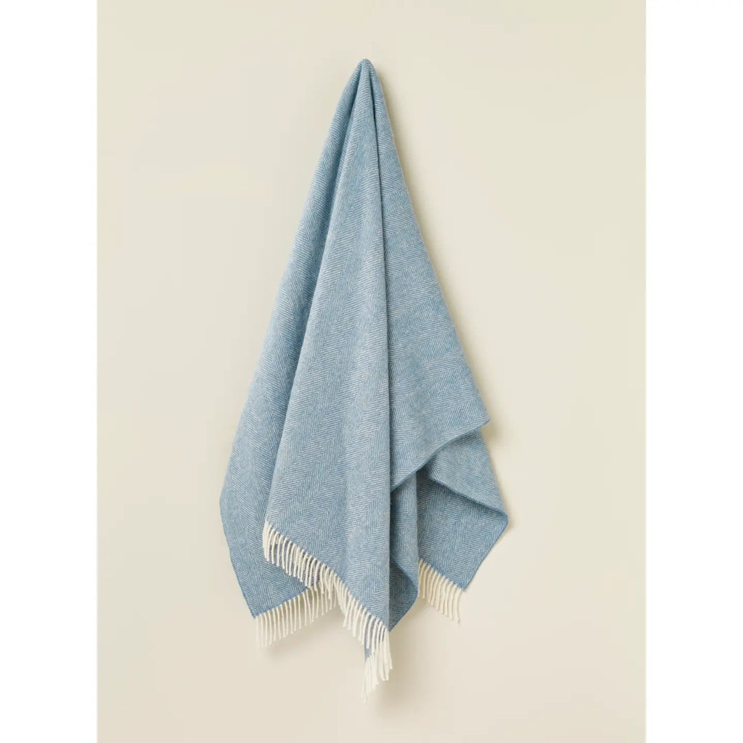 Teal Herringbone- Merino Lambswool Throw