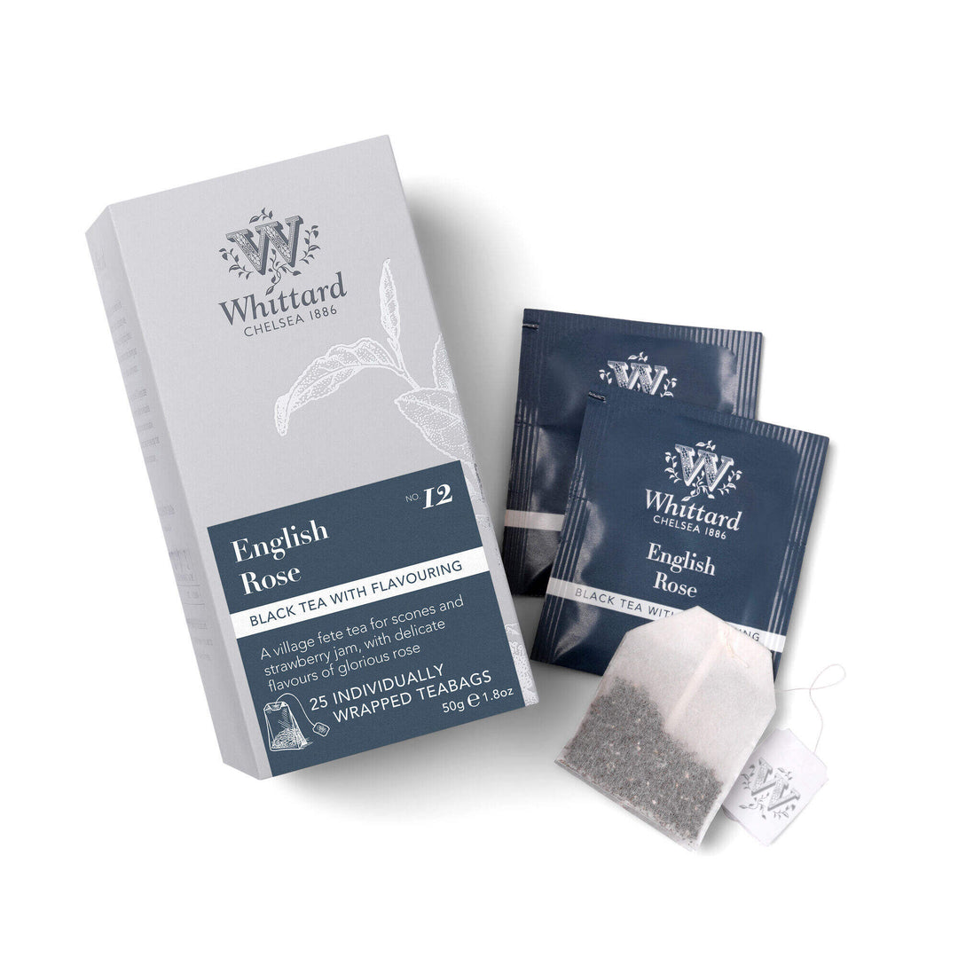 Whittard Silver English Rose Individually Wrapped Teabags