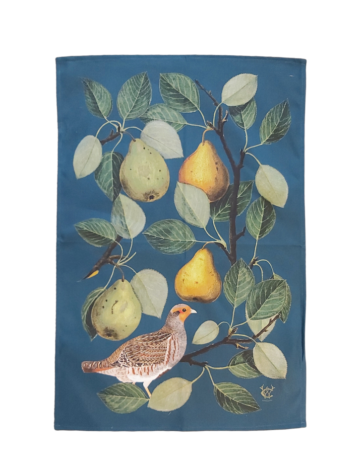 Partridge in a Pear Tree Antique Print Tea Towel
