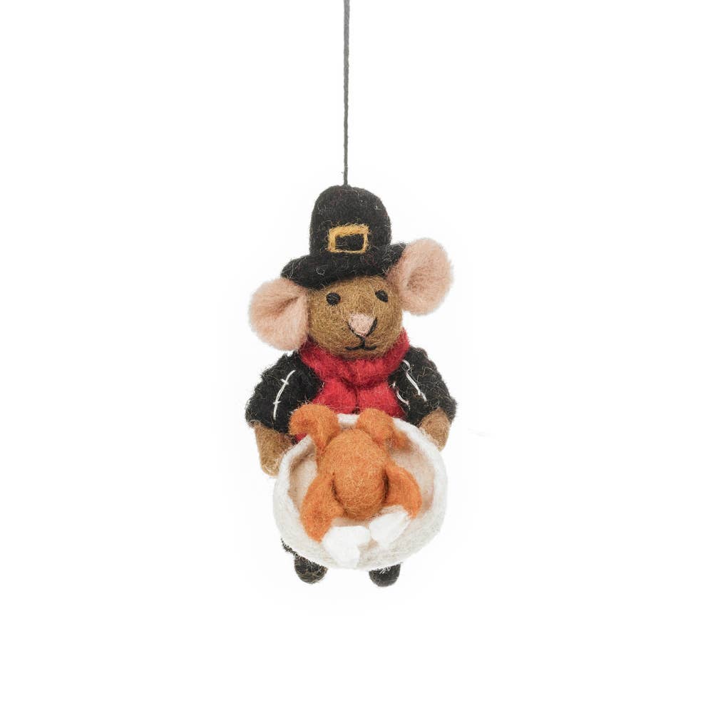 Handmade Felt Percy Pilgrim Mouse Thanksgiving Decoration