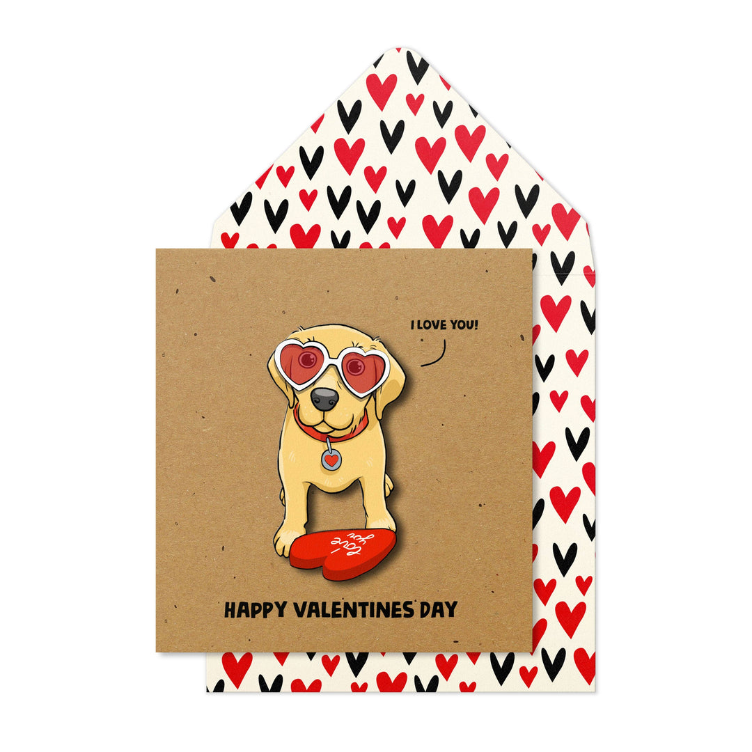 Happy Valentines Labrador Handmade Greeting Card