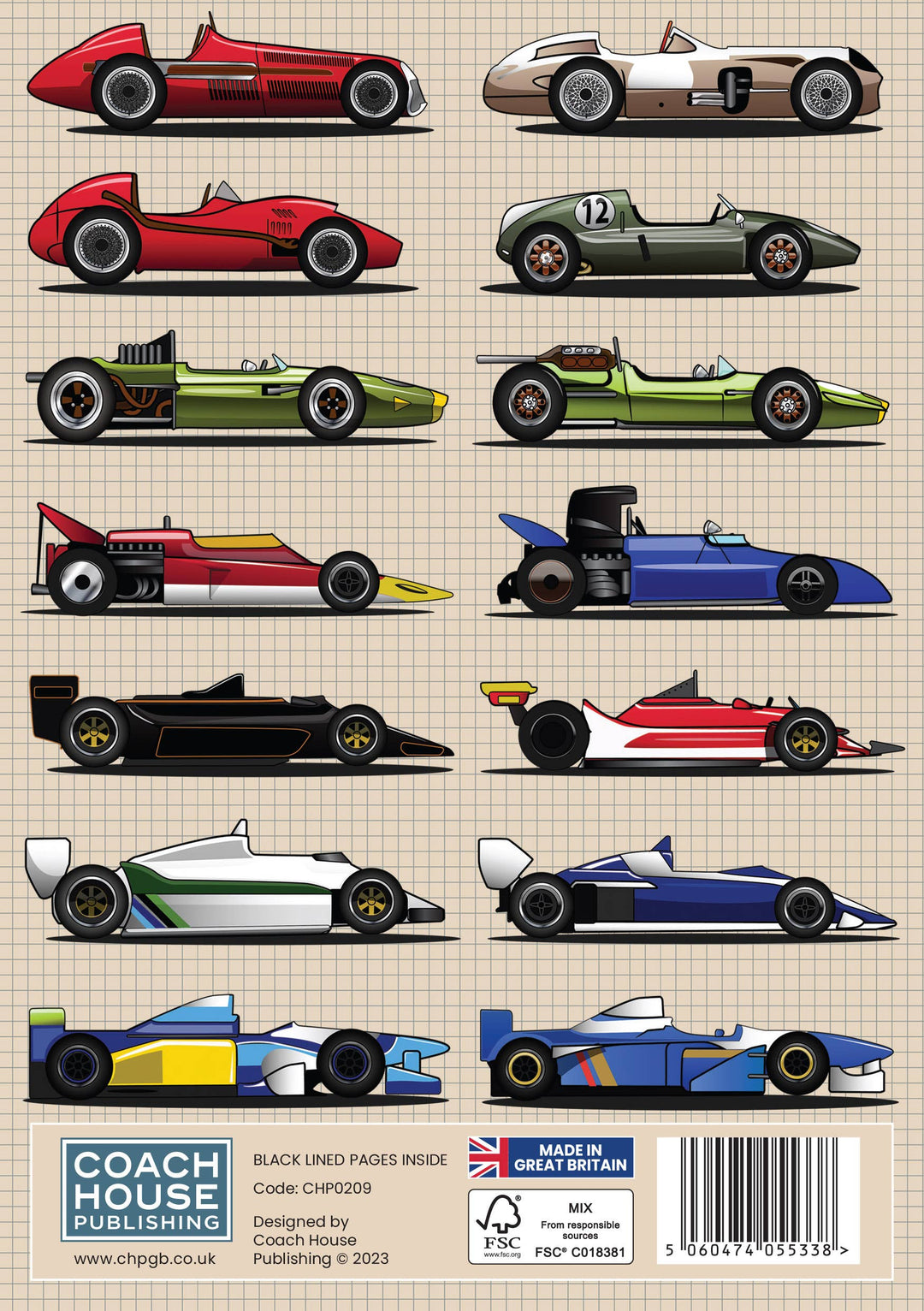 Grand Prix Racing Cars Softback Notebook