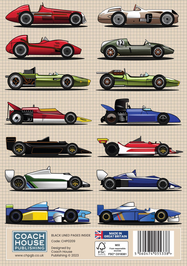 Grand Prix Racing Cars Softback Notebook