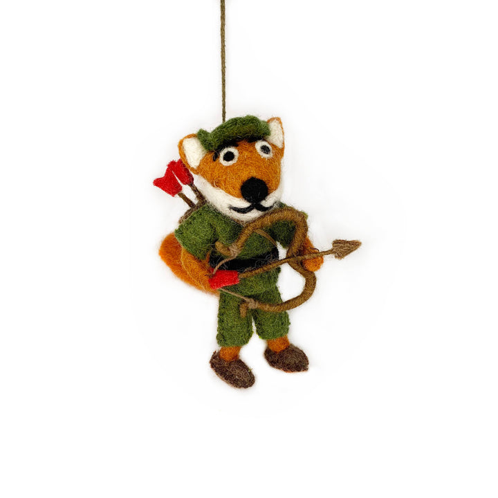 Handmade Felt Fox Robin Hood & Maid Marion Decoration