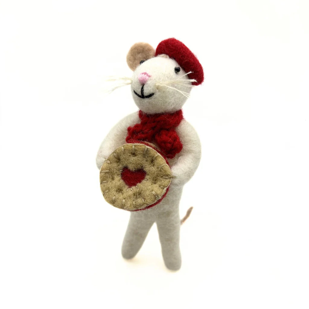 Mouse with Jammie Dodger Felt Decoration