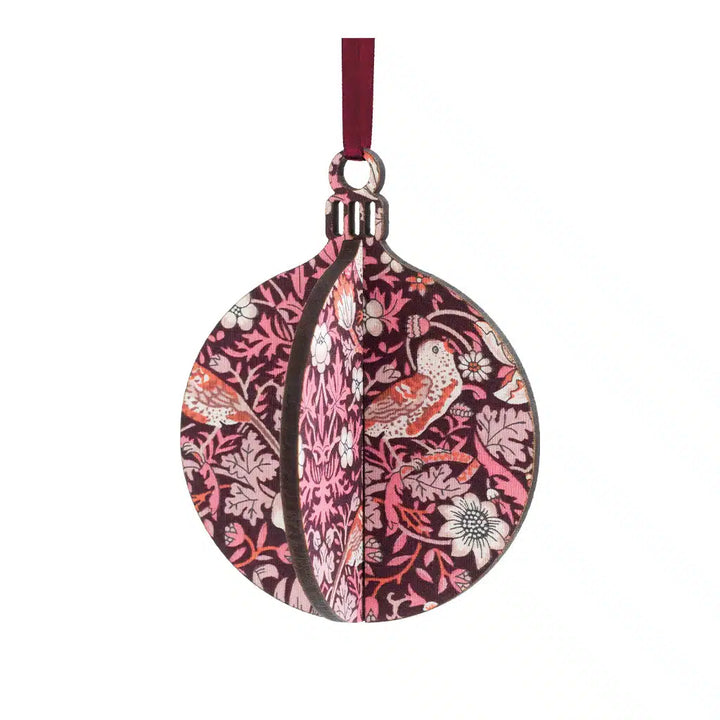 3D Round Bauble Wooden Hanging Decoration