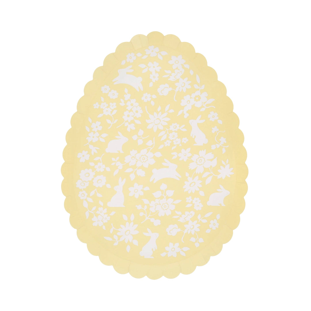 Ditsy Bunny Egg Shaped Paper Plates