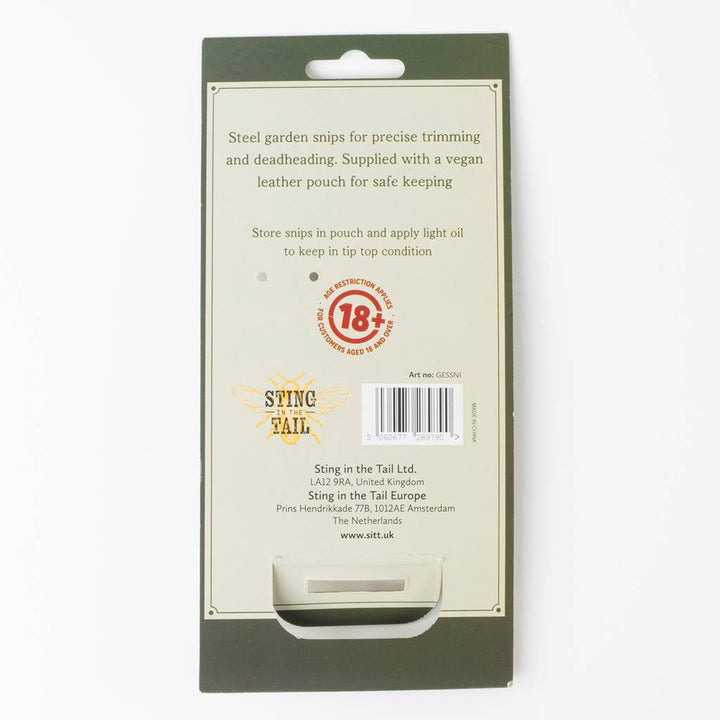 Gardener's Steel Snips in a Vegan Leather Pouch