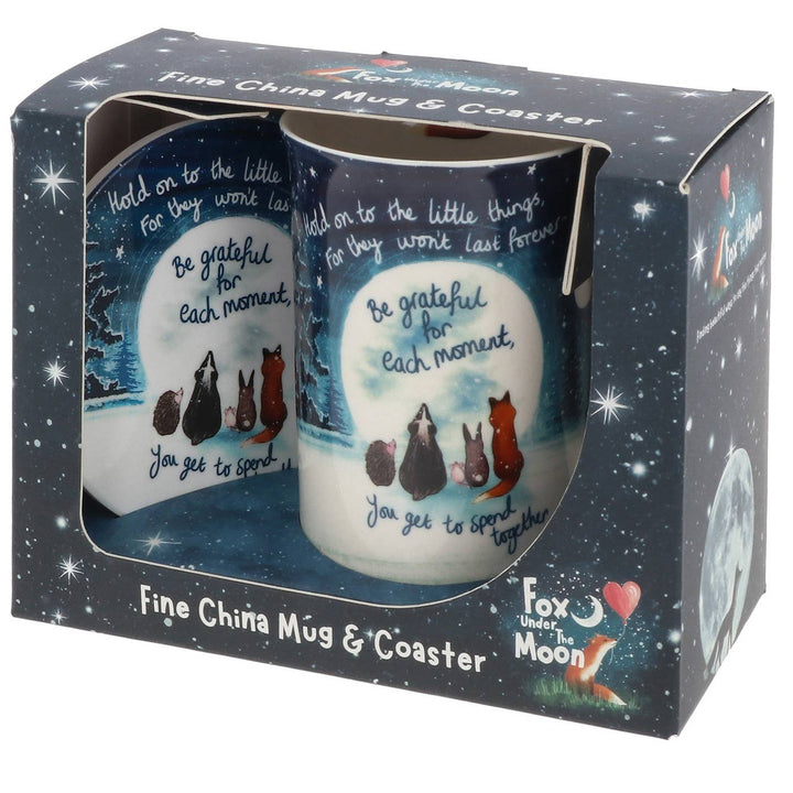 Fox Under The Moon Grateful Mug & Coaster Set