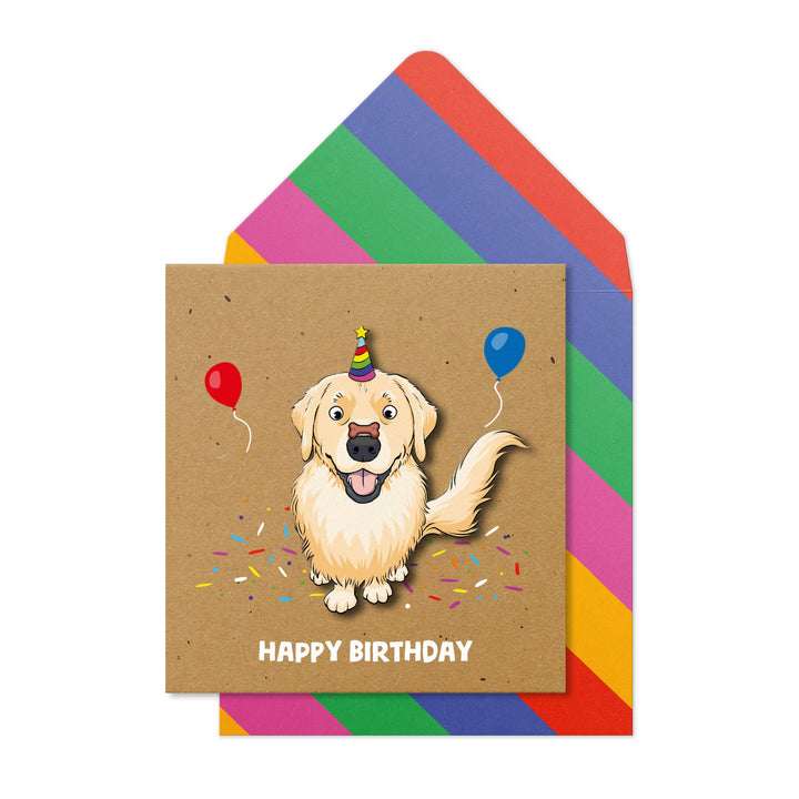 Happy Birthday, Golden Retriever 3D Handmade Greeting Card