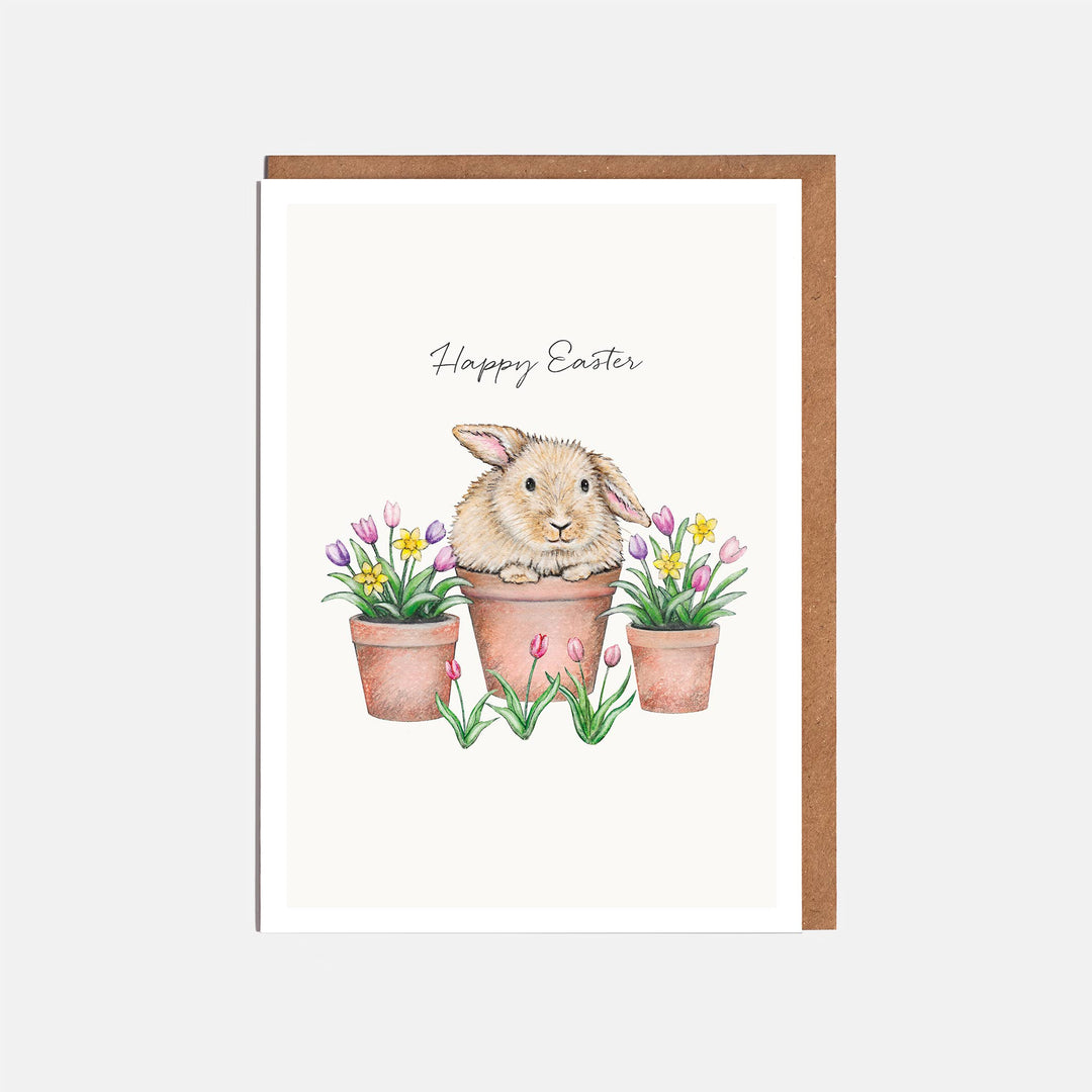 Rabbit & Flowerpot Easter Card