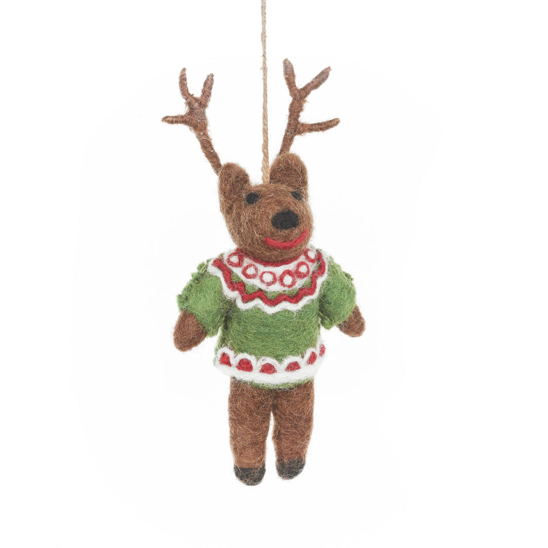 Retro Reindeer Handmade Felt Hanging Christmas Decoration