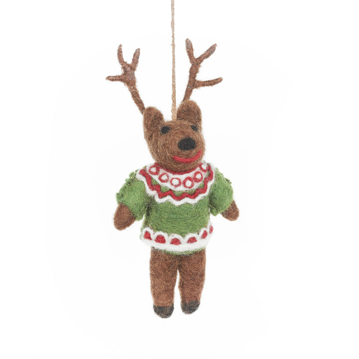 Retro Reindeer Handmade Felt Hanging Christmas Decoration