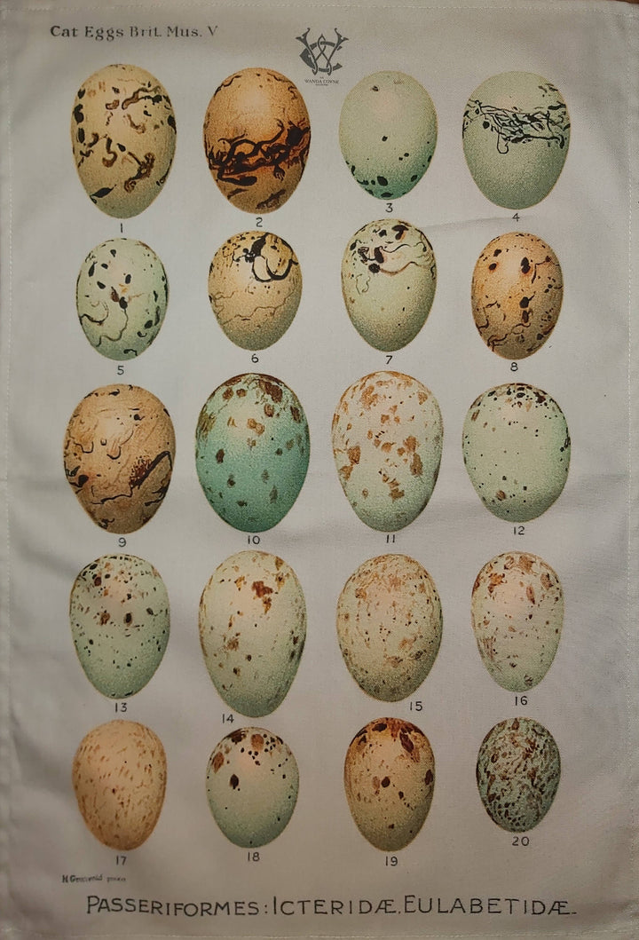 Antique Eggs Print Tea Towel