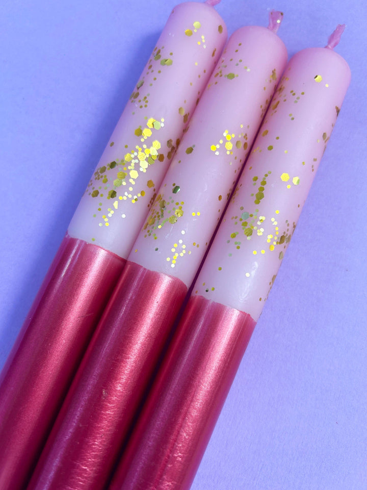 SUGAR AND SPICE Dip Dye Dinner Candle Trio