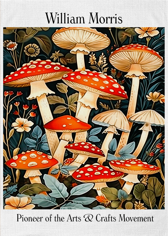 Toadstools Artwork Cotton Tea Towel