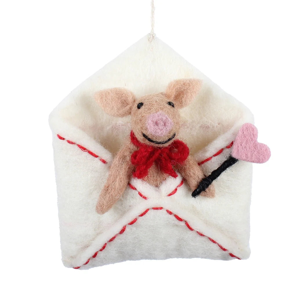Piglet Love Letter Felt Decoration
