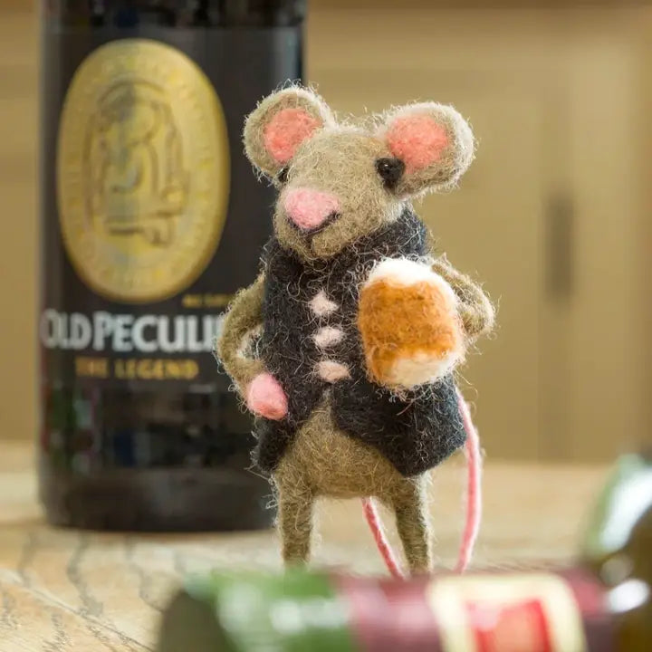 Felt Mouse with a Pint of Beer