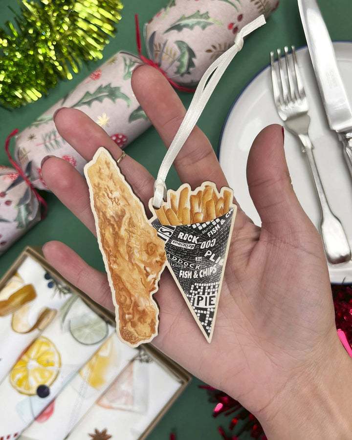 Fish & Chips Wooden Ornament