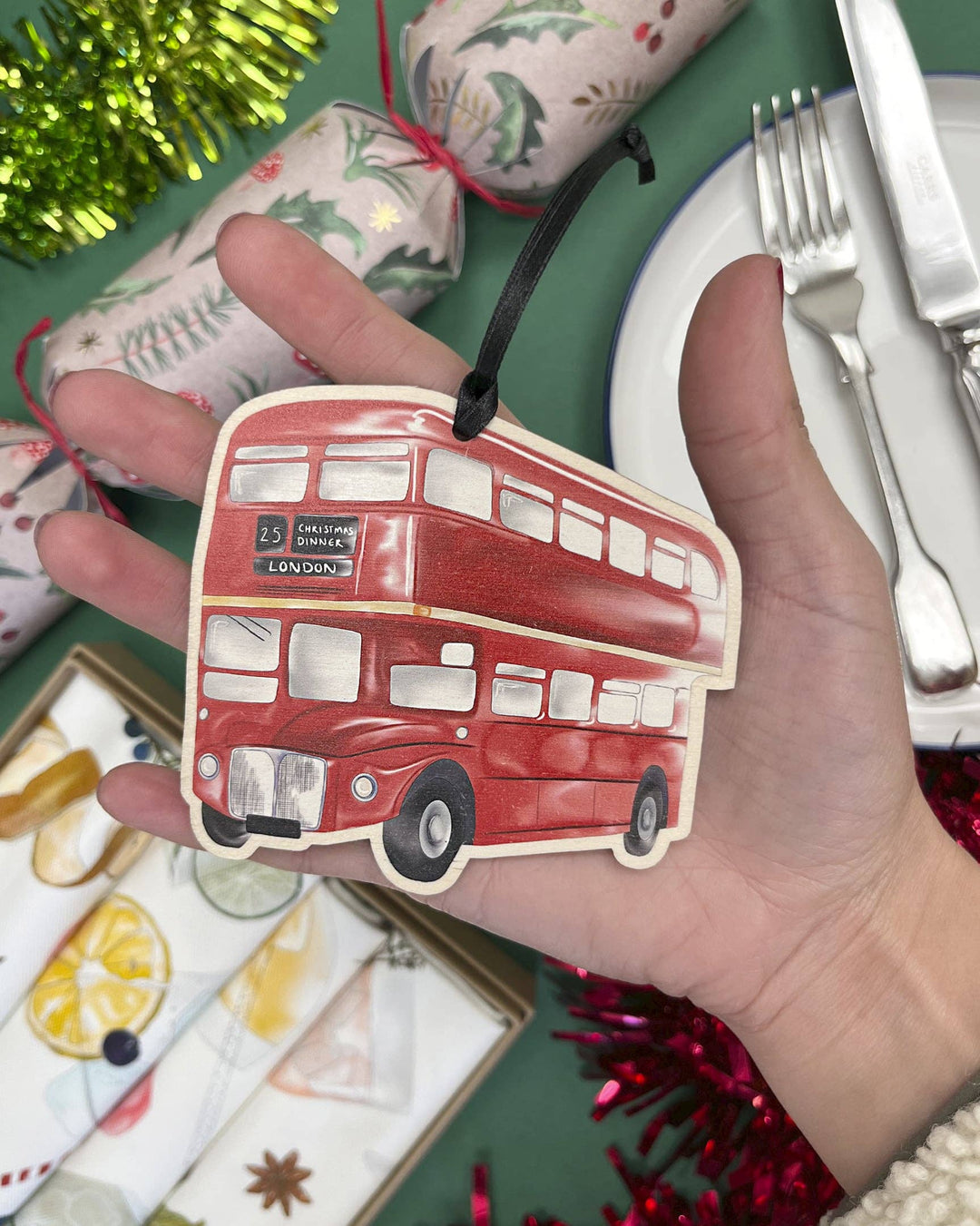 London Bus Wooden Ornament