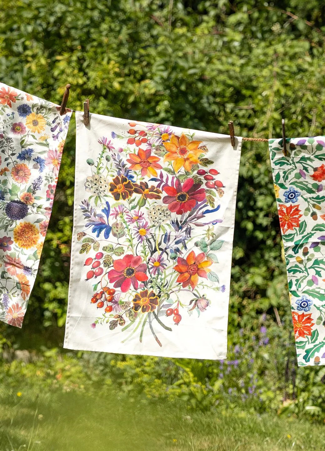 Autumn Flowers Tea Towel