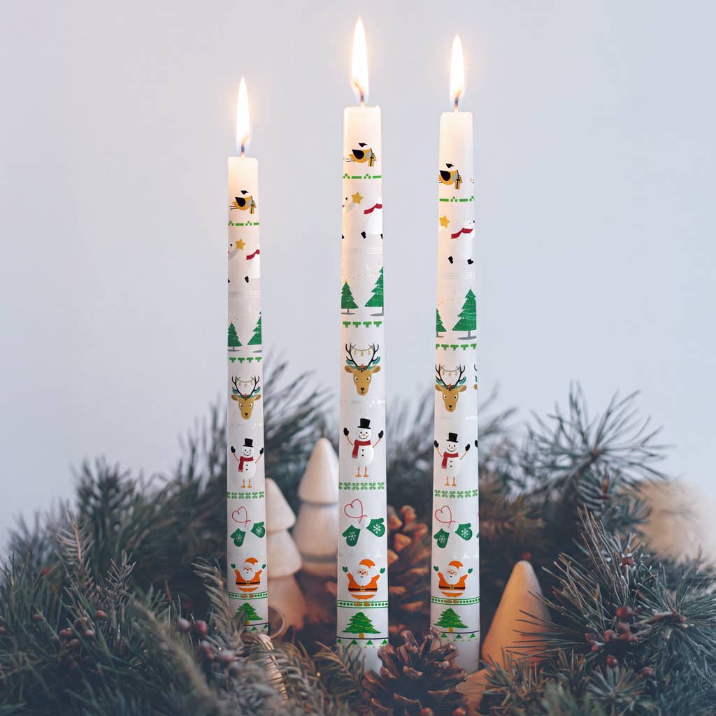 'Merry Christmas' Set of 3 Festive Unscented Candles