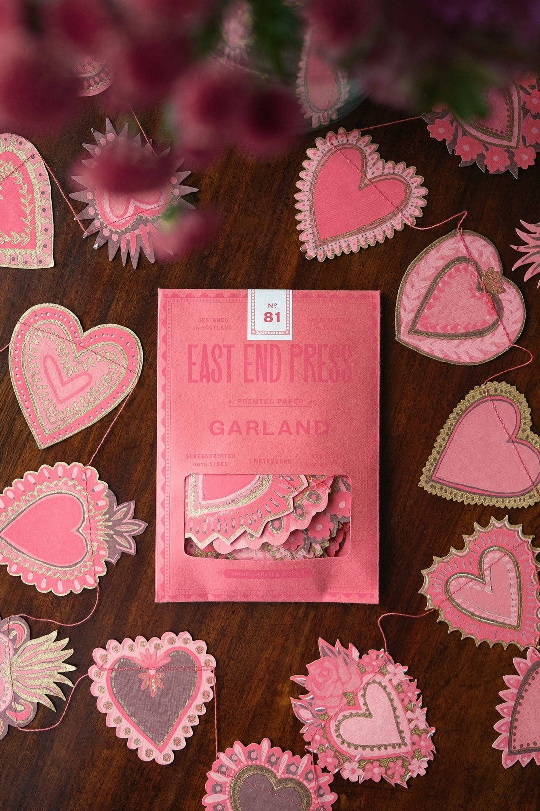 Sweet Hearts Sewn Cotton Paper Garland