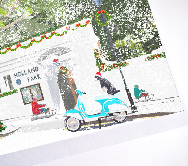 Christmas on Holland Park Christmas Card - Vespa