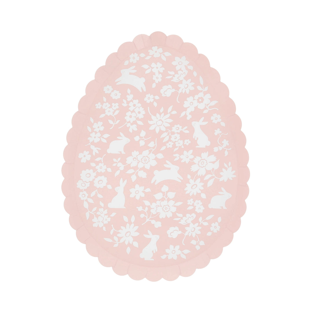 Ditsy Bunny Egg Shaped Paper Plates