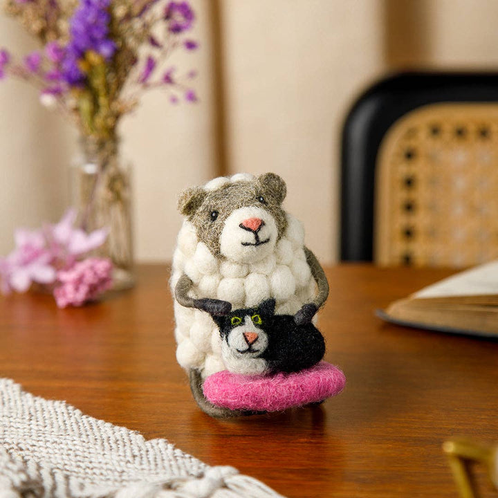 Resting Sheep With Pussycat